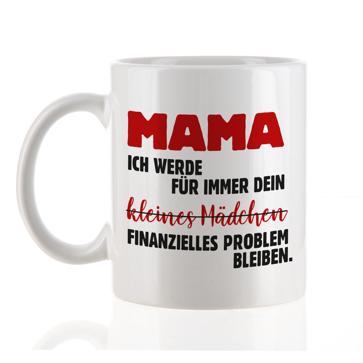 Mama-Tasse im Alltagseinsatz auf dem Tisch – humorvolles Motiv, spülmaschinengeeignet und pflegeleicht