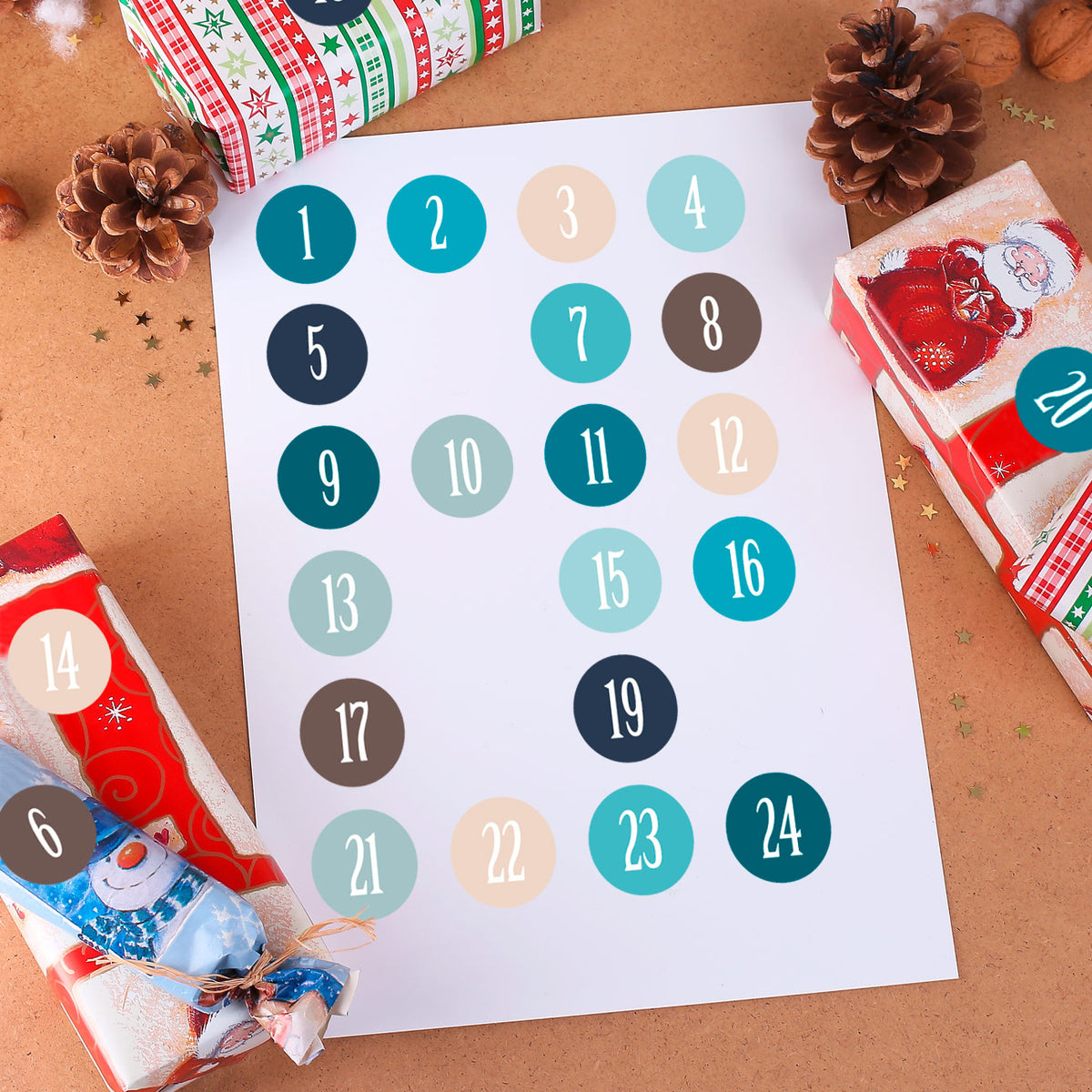 Aufkleber für DIY Adventskalender