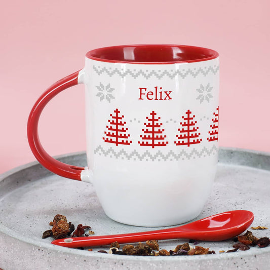 Löffeltasse mit norwegischem Muster und Ihrem Wunschnamen