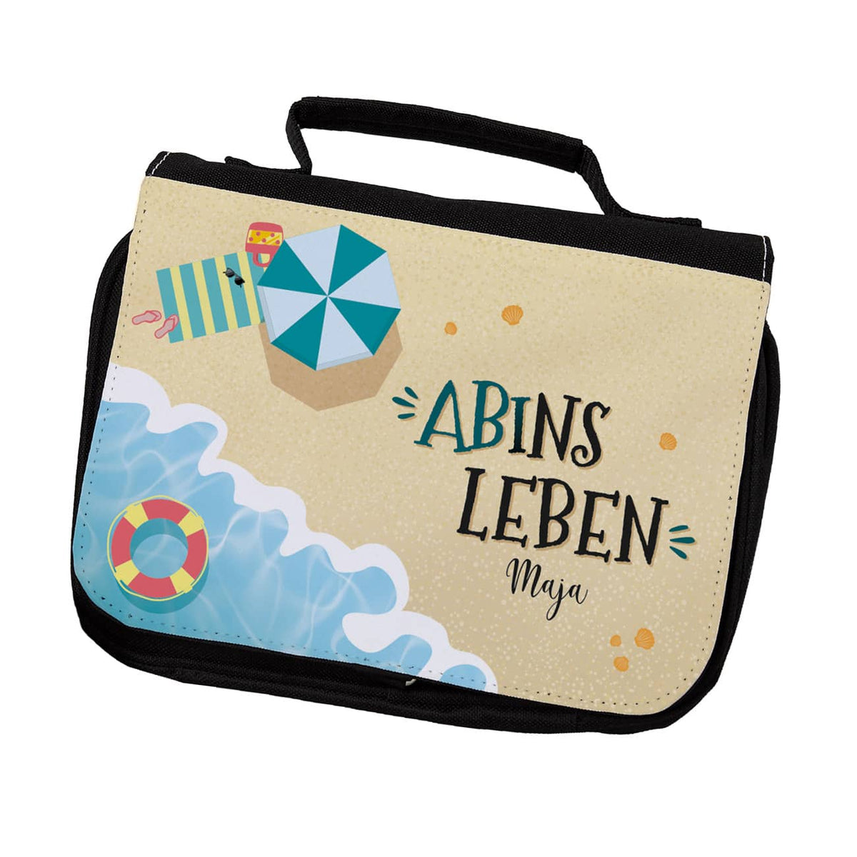 ABIns Leben Waschtasche mit Name