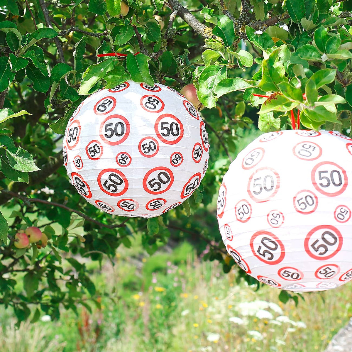 Dekolaternen mit 50er Verkehrszeichen