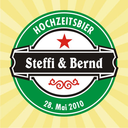 Hochzeitsbier Aufkleber mit Namen und Datum