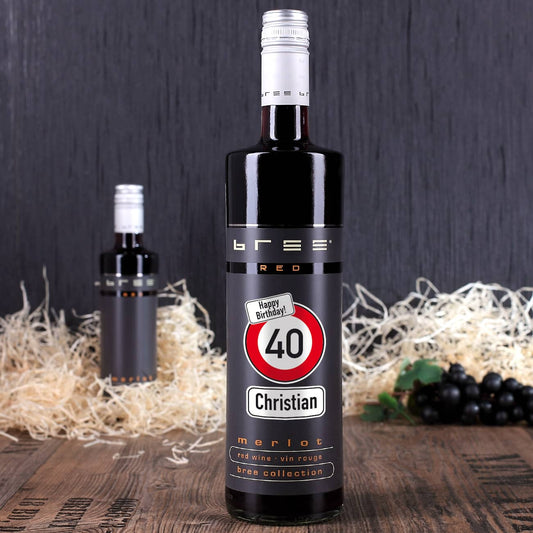 Achtung! Weinflasche mit Alter und Name zum Geburtstag