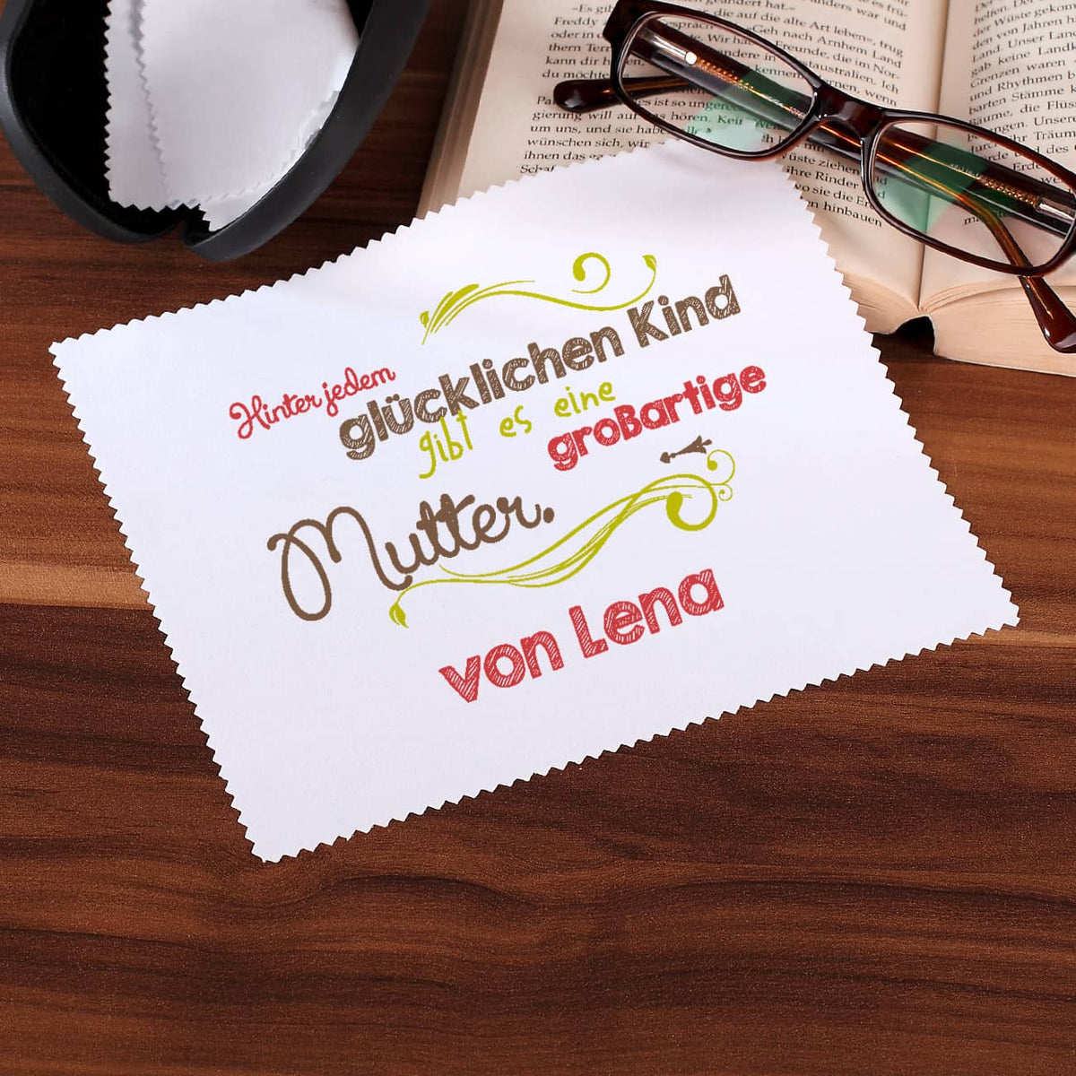 Brillenputztuch Muttertag Wunschname personalisiert
