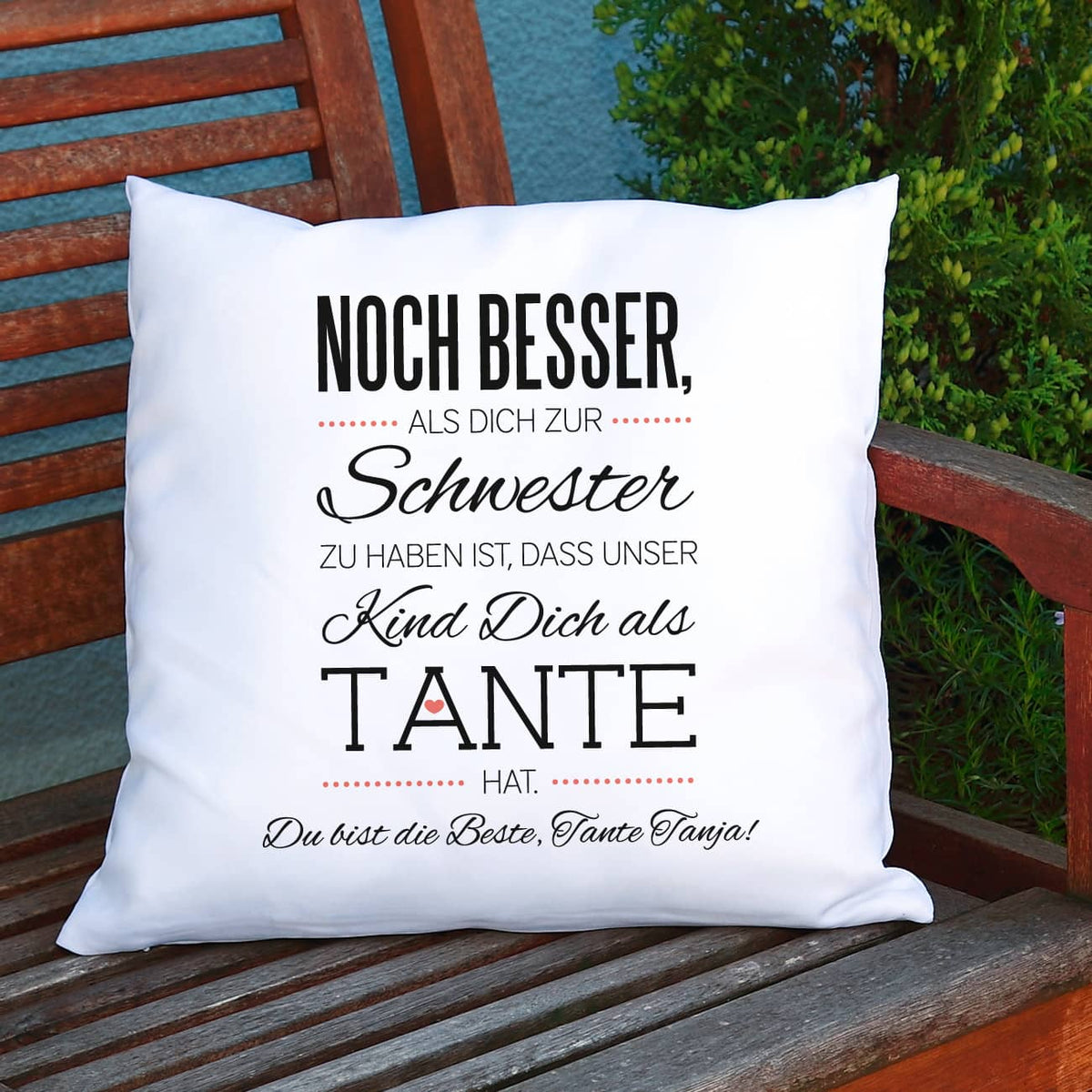Kissen für die beste Tante mit kurzem Wunschtext