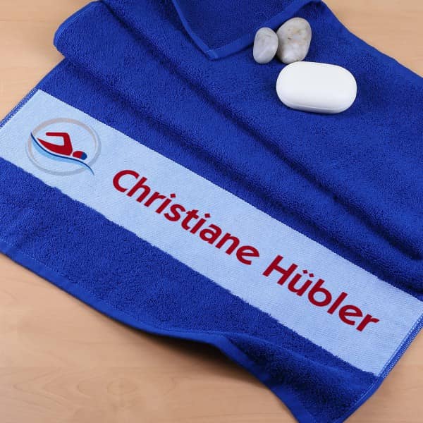 Handtuch mit Namen für Schwimmer