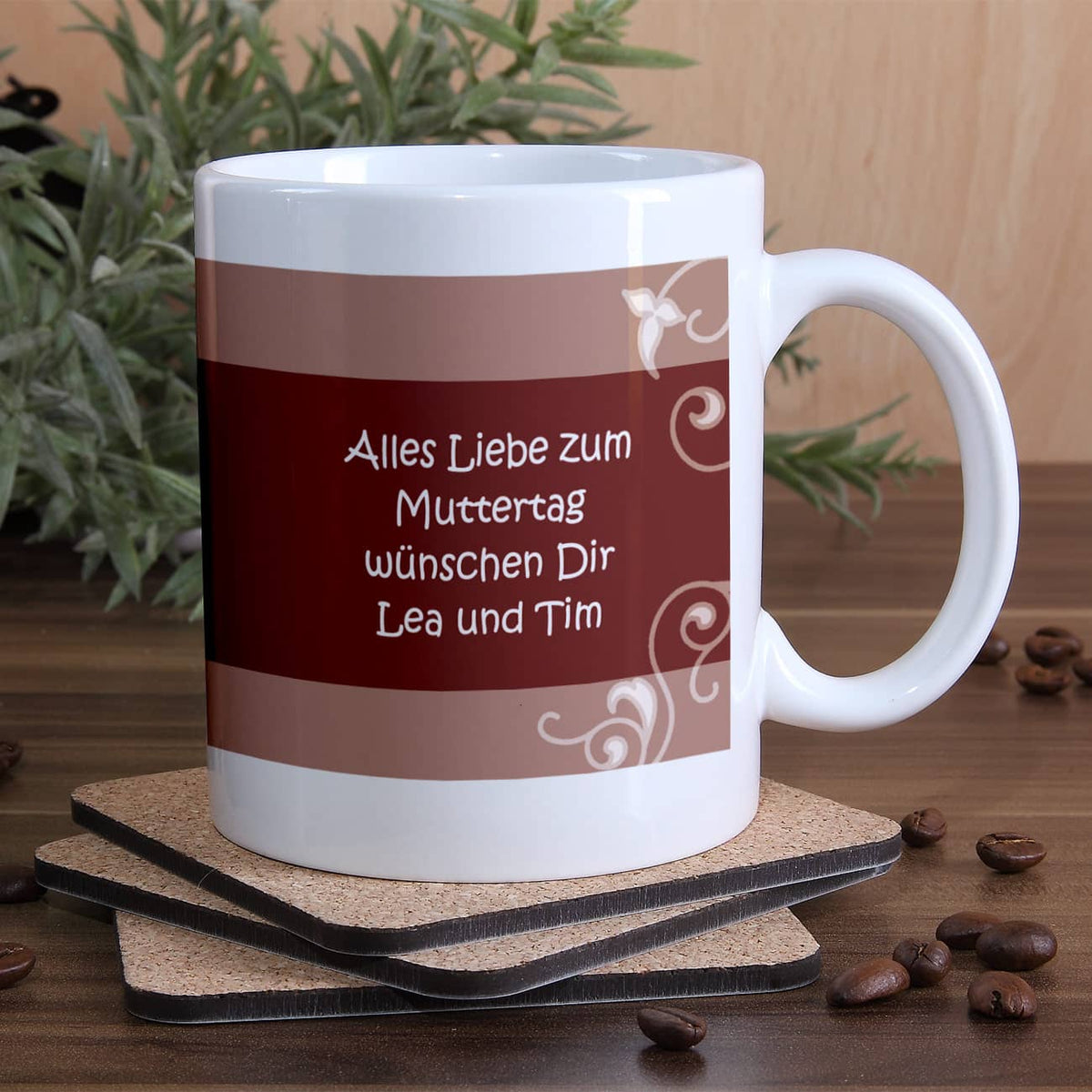 Persönliche Tasse mit braunem Motiv