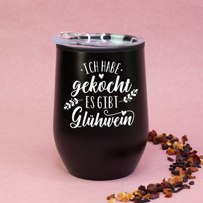 Thermobecher Weihnachten 'Ich habe gekocht - es gibt Glühwein' in 2 Farben | Weihnachtsgeschenk
