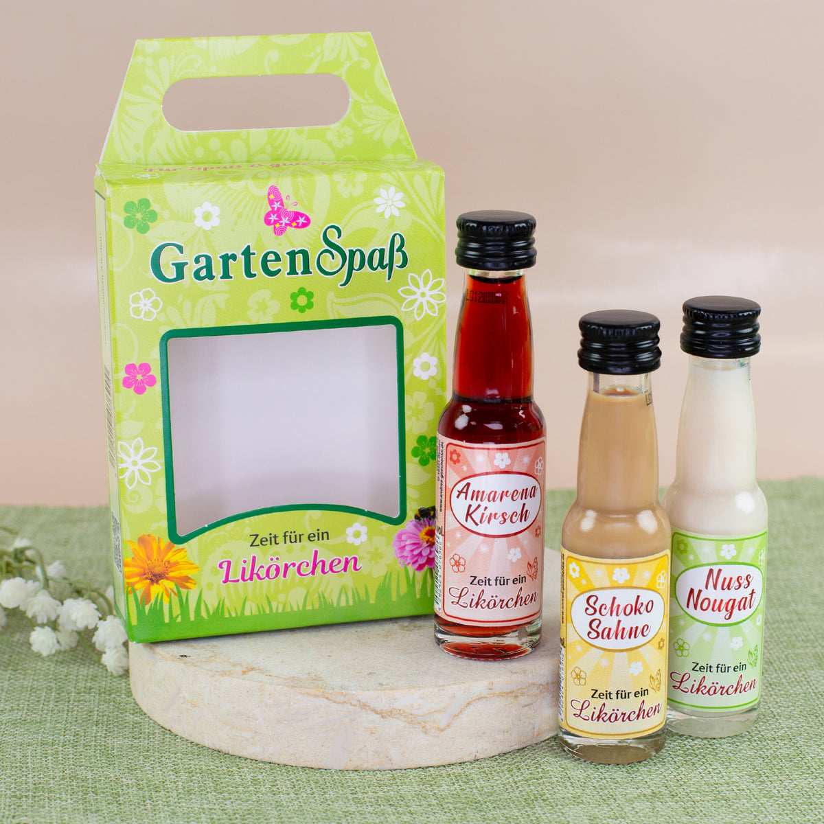 Likör Geschenkset „Gartenspaß“ als kleines Präsent für Geburtstag oder Party