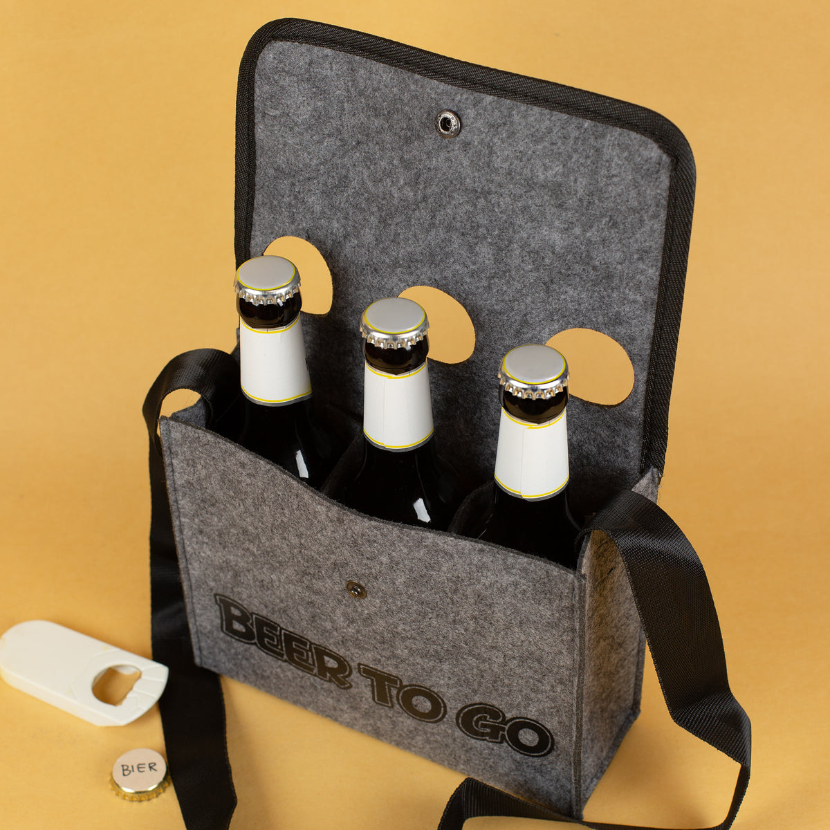 Graue Umhängetasche - Bier to go - für Männer zum Vatertag