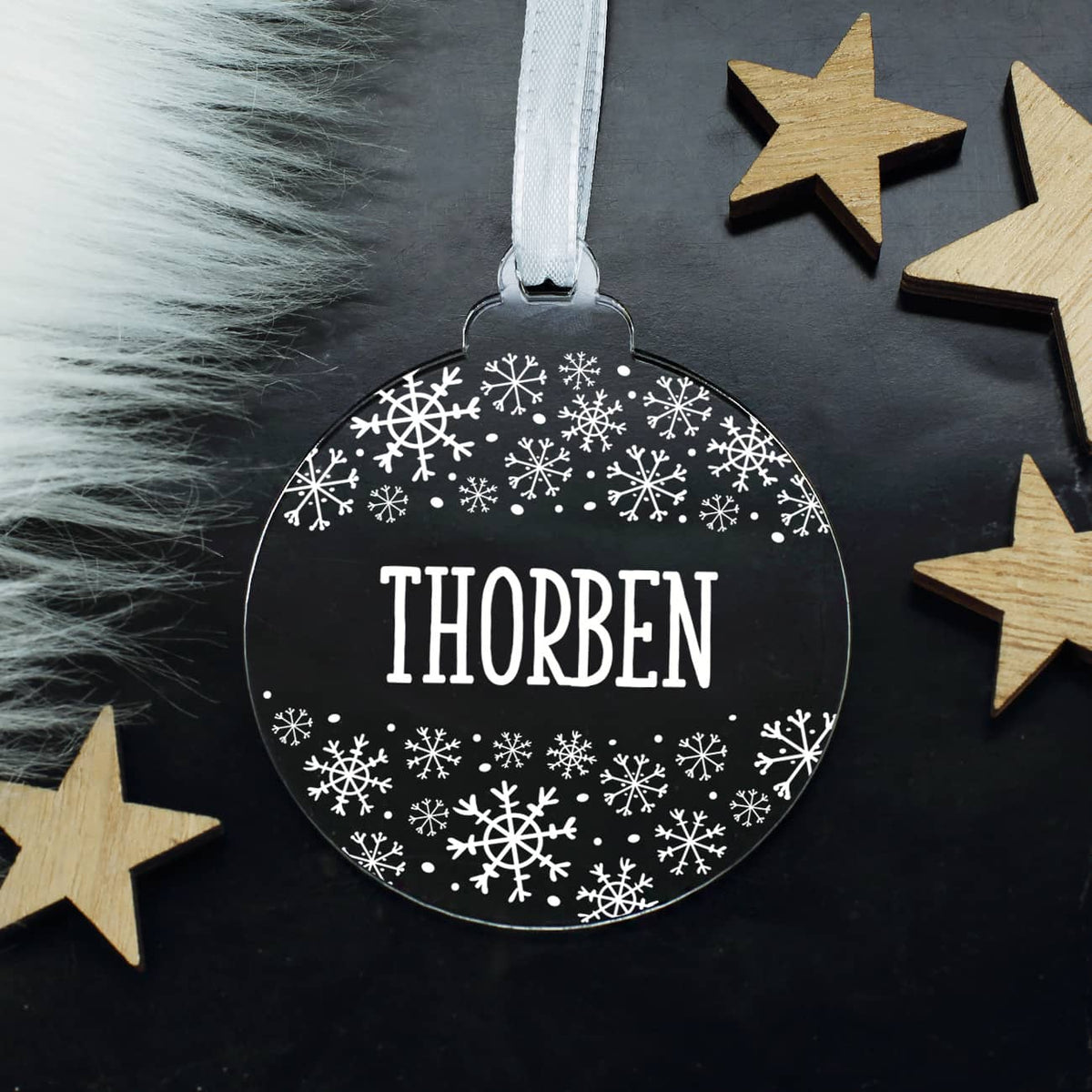 Transparenter Christbaumanhänger mit Name personalisiert