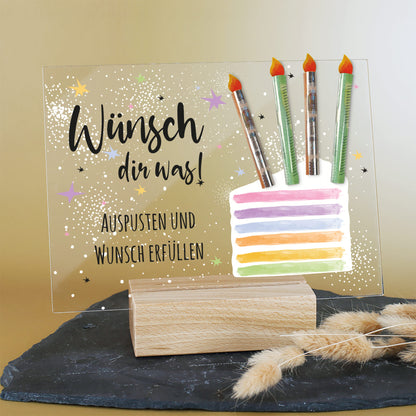 Personalisierbares Acrylschild zum Geburtstag | Perfekt als Geldgeschenk | Tortenmotiv