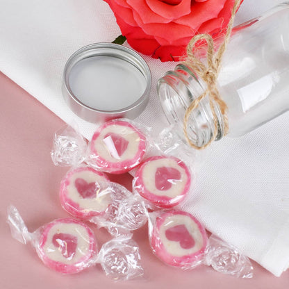Schön, dass du da bist! Glas mit Bonbons als Gastgeschenk zur Hochzeit
