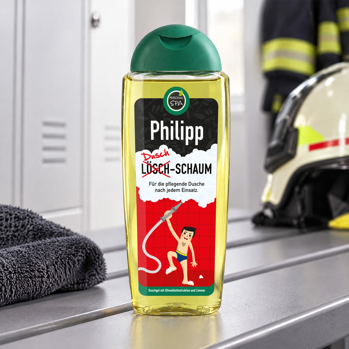 Duschgel mit Wunschnamen nach dem Einsatz