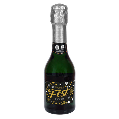 Kleine Sektflasche zu Weihnachten mit Name
