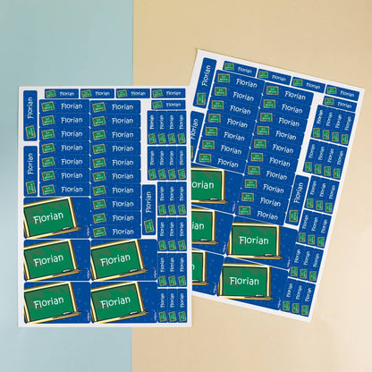 100 teiliges Aufkleber-Set mit Tafel in blau
