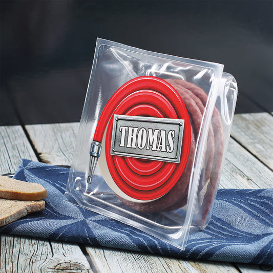 Wurst Schlauchtrommel mit Name - Snack Wurst - Feuerwehrschlauch