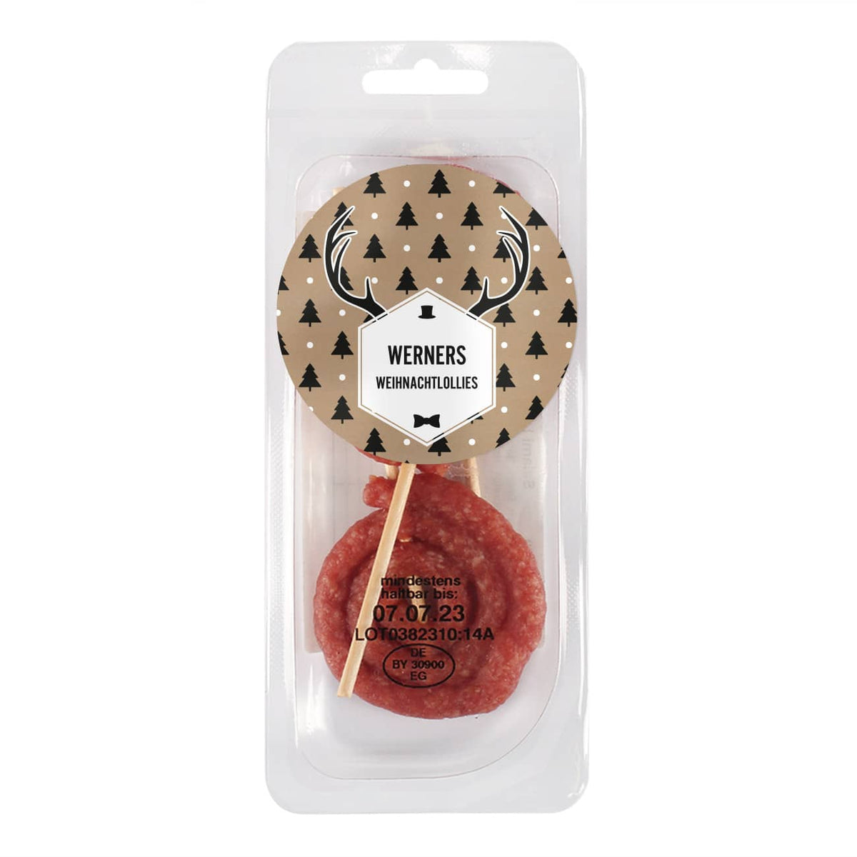 Personalisierter Salamisnack mit Weihnachtsmotiv