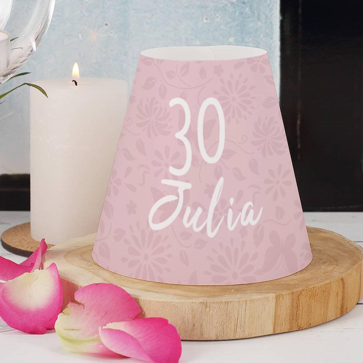 Lampenschirm zum Geburtstag mit Name und Alter in Rosa