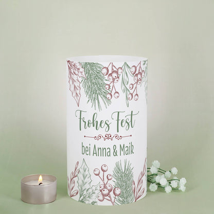 Personalisierte Lichthülle mit weihnachtlichem Motiv & Personalisierung
