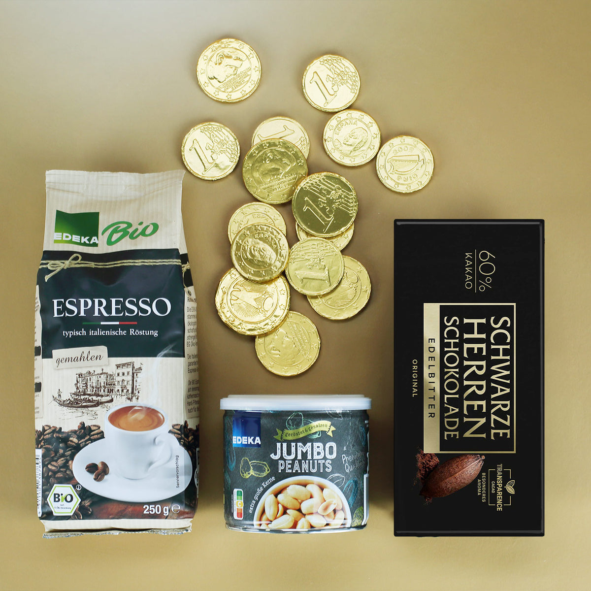 Geschenkset für Männer zu Weihnachten - Espresso, Schokolade und Nüsse in XL Glasdose