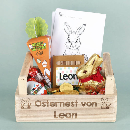 Toller Osterkorb für Kinder mit Gravur und tollem Inhalt