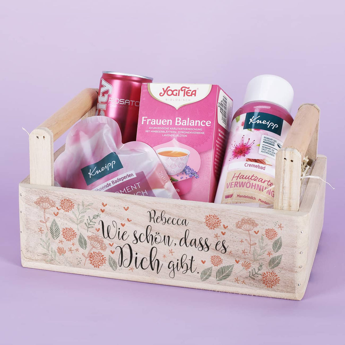 Geschenkkorb "Wie schön, dass es dich gibt" mit Inhalt für Frauen