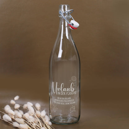 Urlaub in der Flasche - gefüllte Flaschenpost mit Wunschtext personalisiert