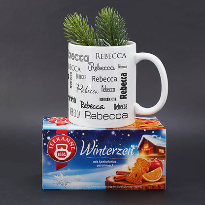 Namenstasse mit Winterzeit Tee