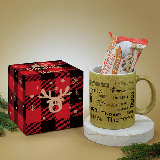 Personalisiertes Geschenkset verpackt in weihnachtlicher Box