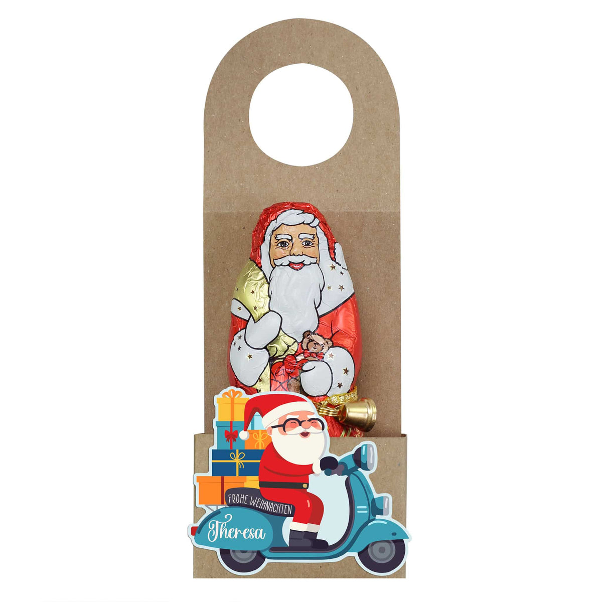 Flaschenanhänger mit Stollen oder Nikolaus zu Weihnachten