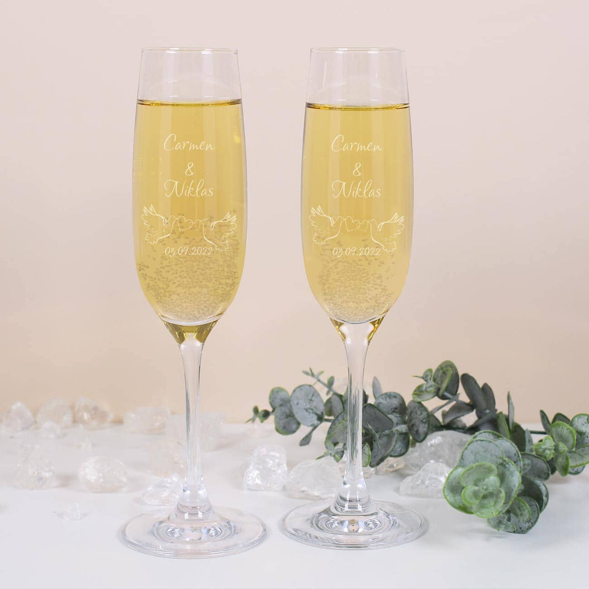 Sektgläser mit Gravur zur Hochzeit