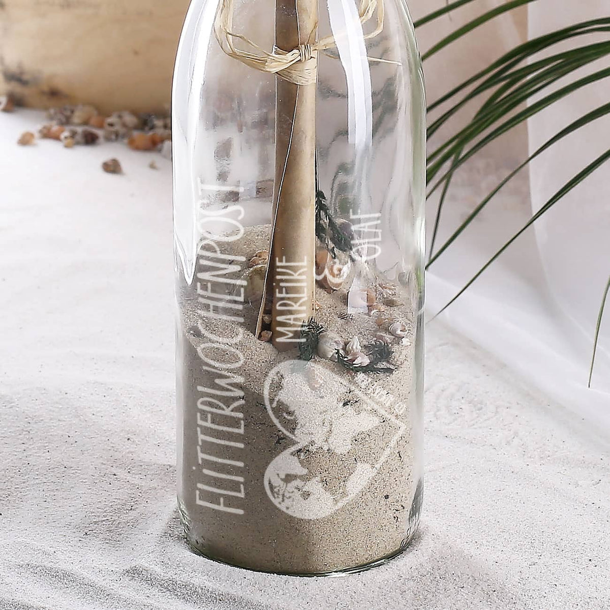 Persönlich gravierte Glasflasche als Flaschenpost