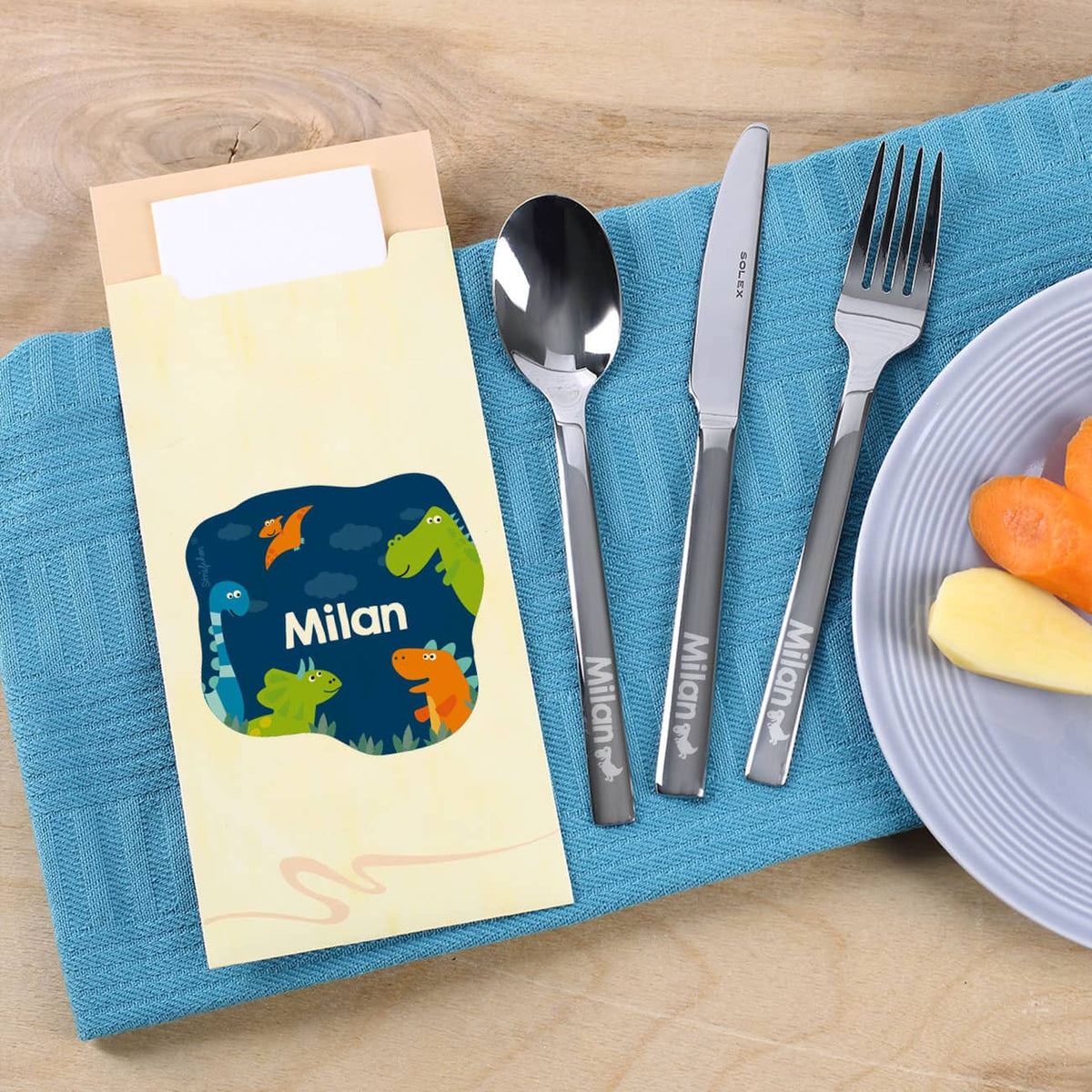 Kinderbesteckset mit Dinosauriern