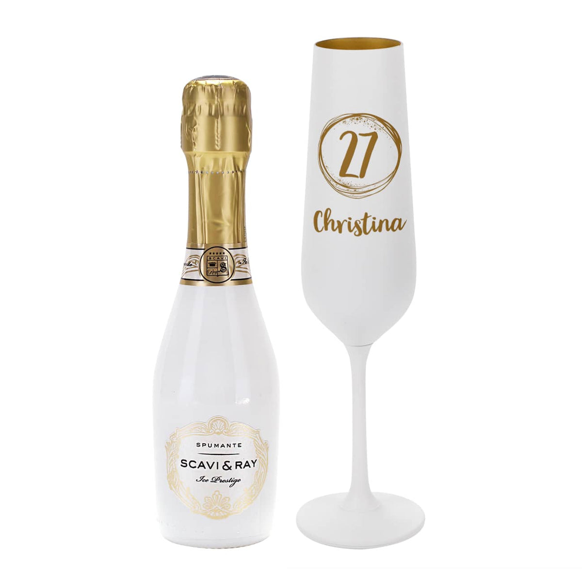 Sektglas mit Piccolo Sektflasche im Set