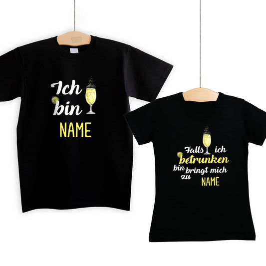 Partner-Shirts Secco mit Name - Falls ich betrunken bin, bringt mich zu...