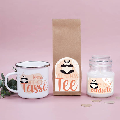 Tasse mit Name, Tee und Duftkerze