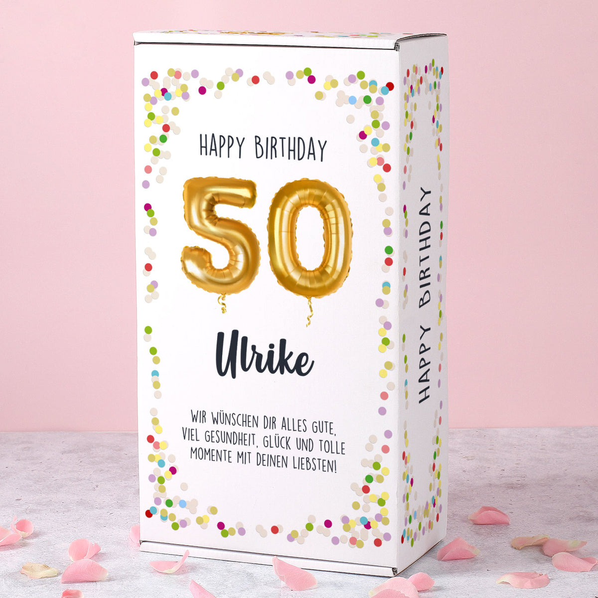 Happy Birthday 50 - Geschenkset mit Biorebe Wein und Weinglas in Geschenkbox