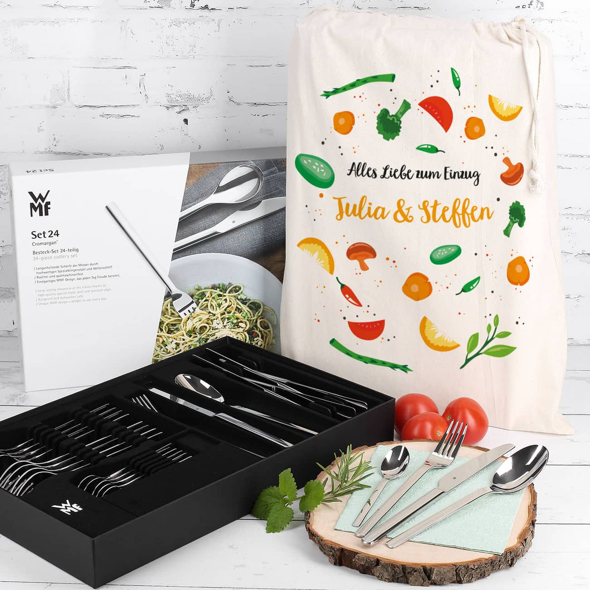 WMF Besteckset mit jutesack zum Einzug