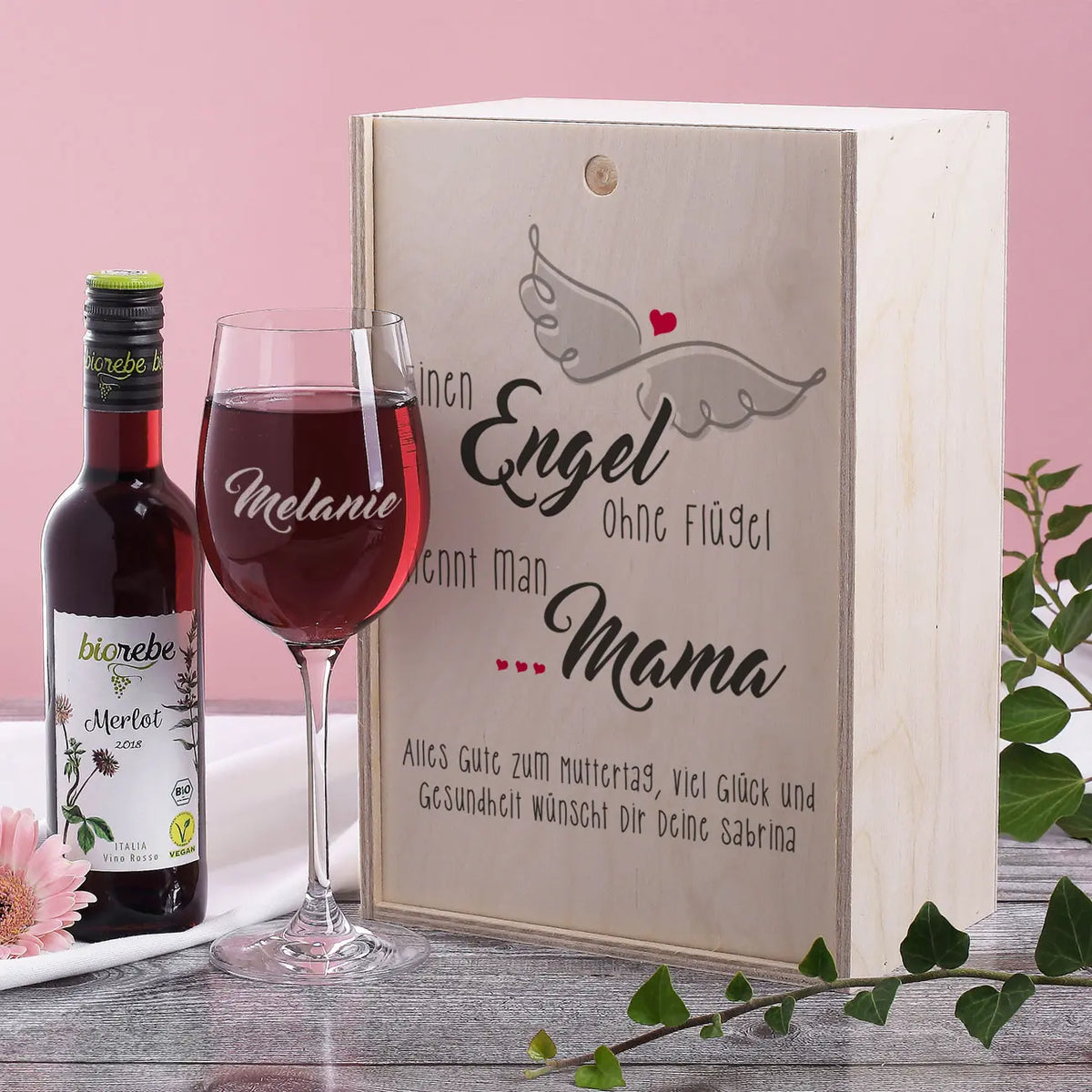 Engel ohne Flügel nennt man Mama - Wein-Set zum Muttertag