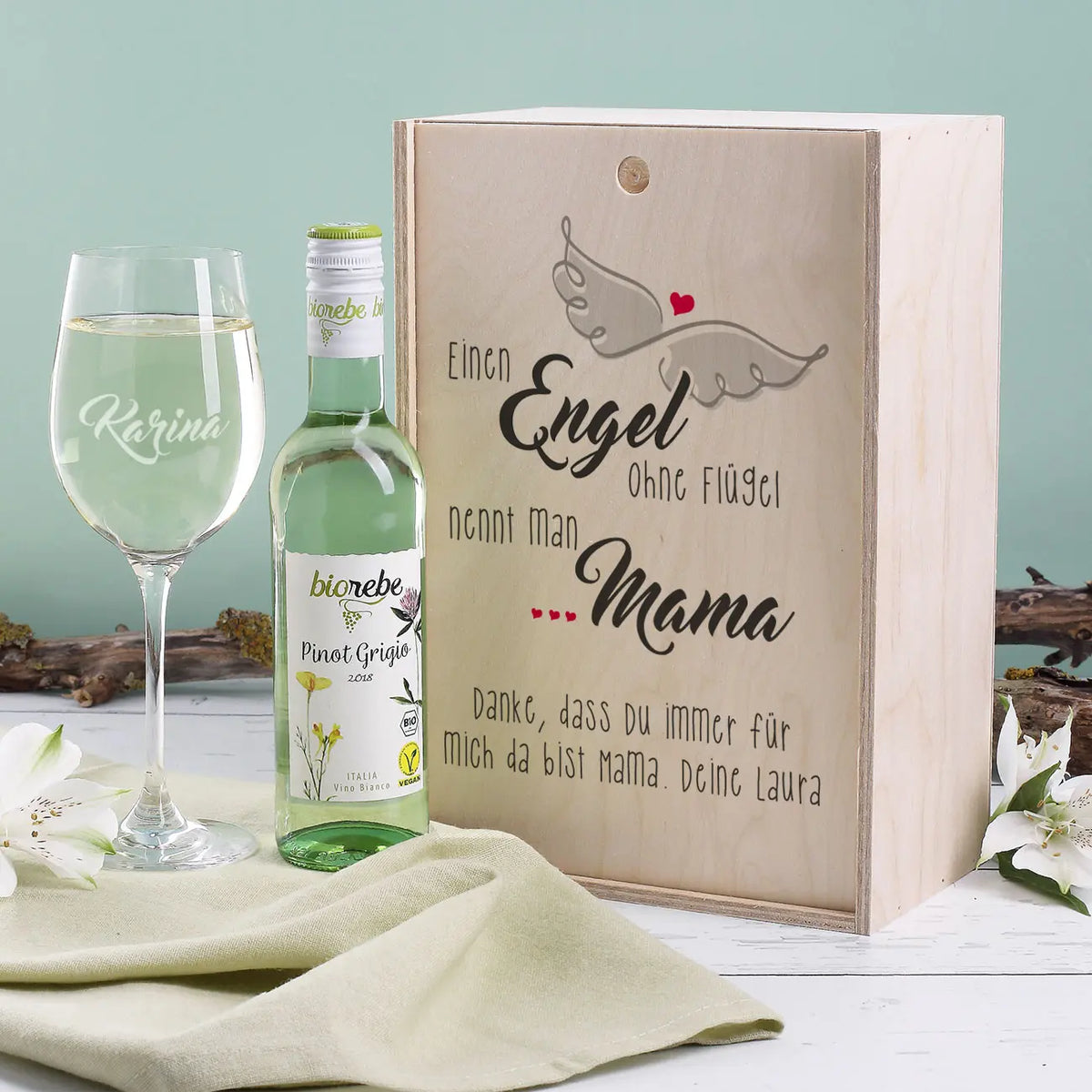 Engel ohne Flügel nennt man Mama - Wein-Set zum Muttertag