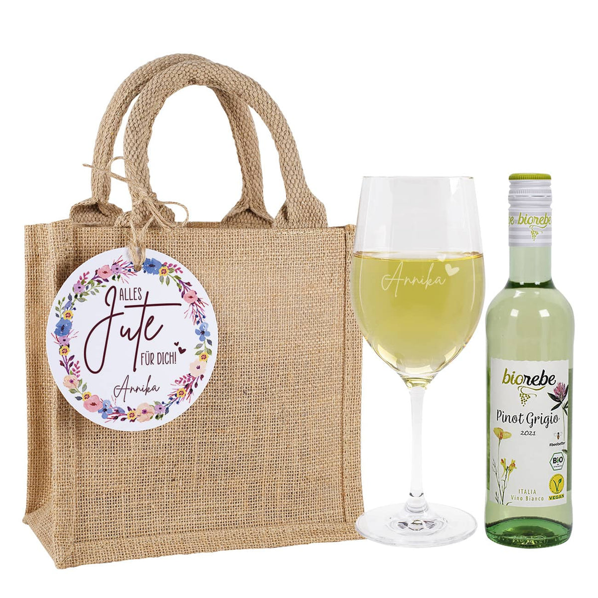 Alles Jute für Dich! - Wein Geschenkset in Jutetüte
