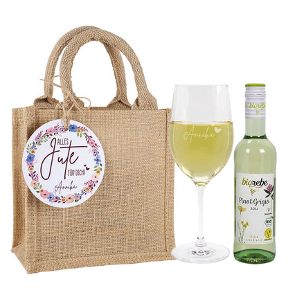 Alles Jute für Dich! - Wein Geschenkset in Jutetüte