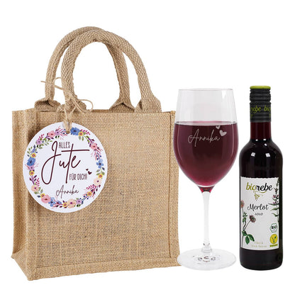 Alles Jute für Dich! - Wein Geschenkset in Jutetüte