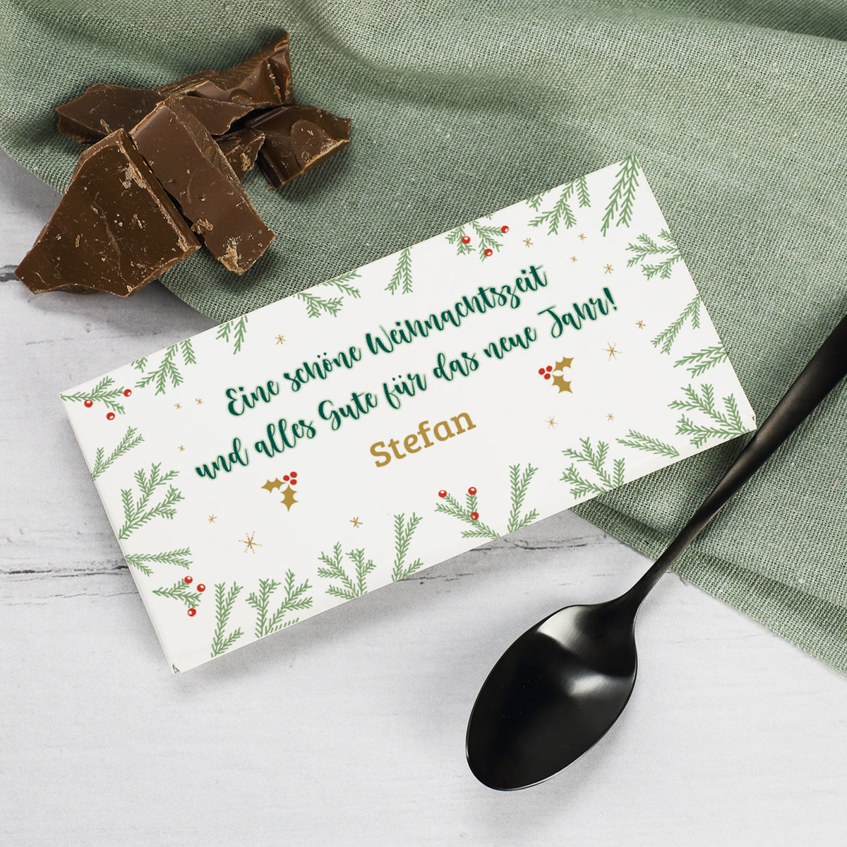 Whisky-Geschenkset zu Weihnachten mit Glenfiddich, graviertem Glas und Schokolade