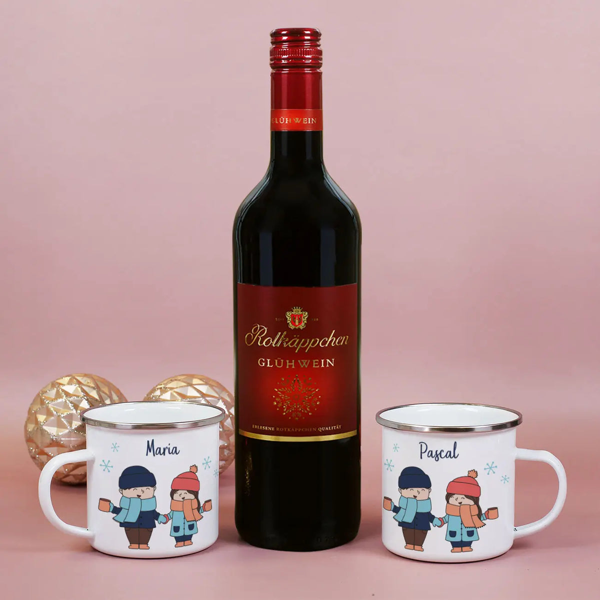 Hand in Hand zum Glühweinstand - Geschenkset mit Tassen und Glühwein
