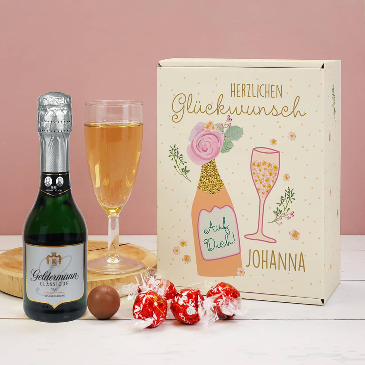 Sekt Geschenkset zum Geburtstag in bedruckter Geschenkbox