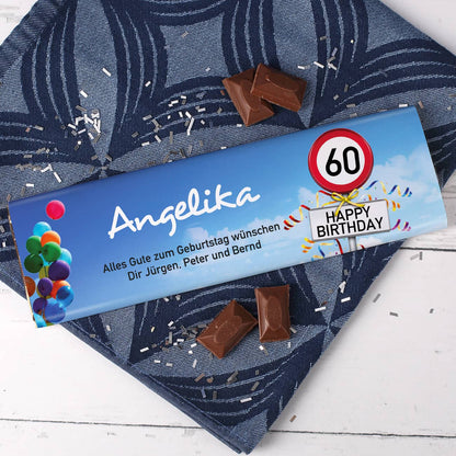 Schokolade zum 60. Geburtstag Happy Birthday