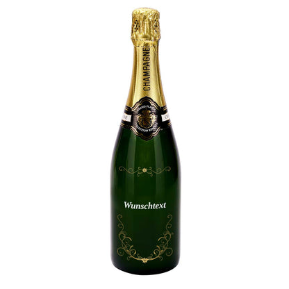 Edler Champagner mit frei wählbarem Wunschtext greviert