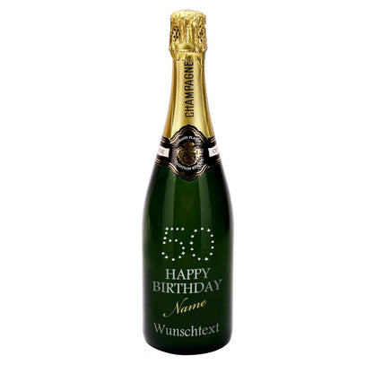 Geschenk zum 50. Geburtstag Champagner mit Swarovskikristallen 